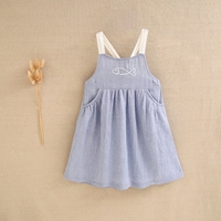 Imagen de Vestido de niña azul con bordado de pez