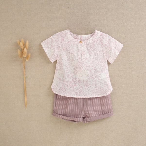 Imagen de Conjunto de bebé niño fantasia en blanco y rosa empolvado