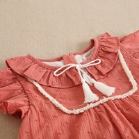 Imagen de Vestido de bebé niña con braguita en plumeti coral