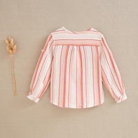 Imagen de Camisa de niño de rayas en tonos coral