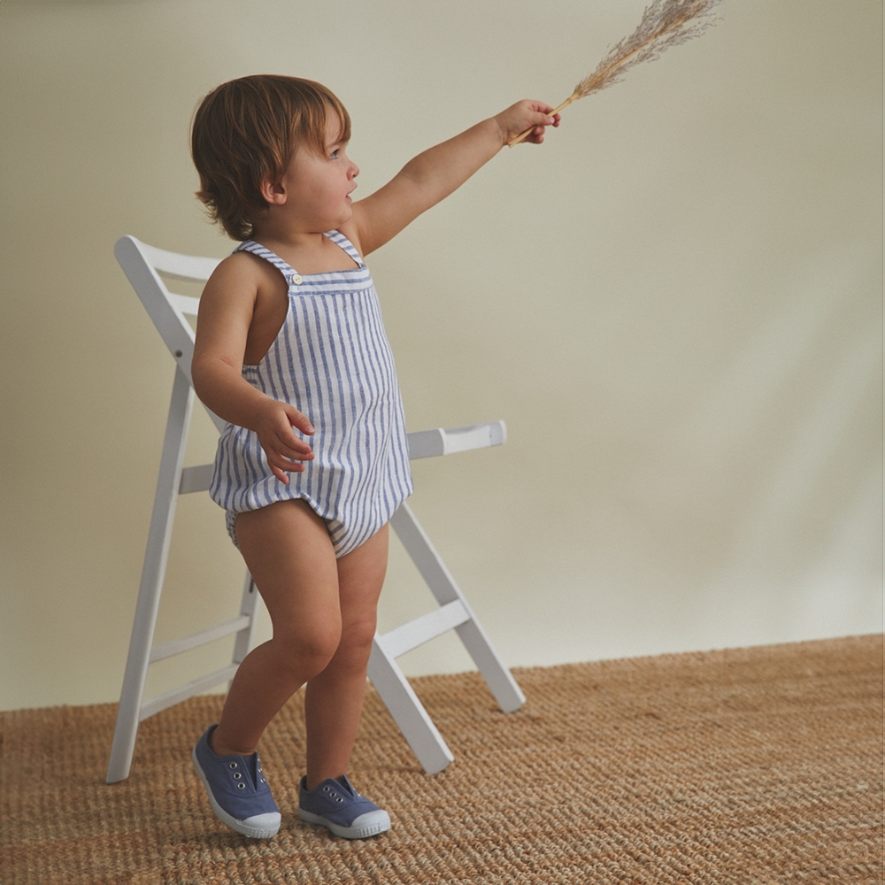 Imagen de Ranita de bebé niño rayas azules y blanca