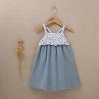 Imagen de Vestido de niña en bambula y estampado en color azul