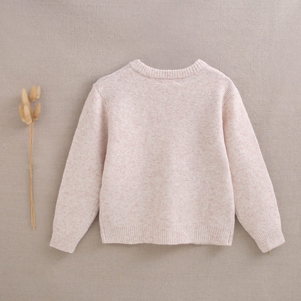 Imagen de Chaqueta de punto para niña en color beige con botones de madera