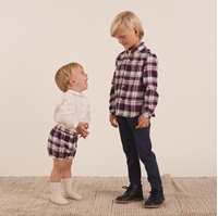 Imagen de Camisa de franela para niño en cuadros tartán azul, granate y blanco