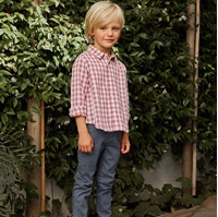 Imagen de Camisa de niño en cuadros vichy en rosa y blanco