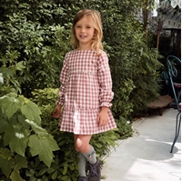 Imagen de Vestido de niña de cuadros vichy en rosa y blanco