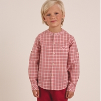 Imagen de Conjunto de niño de camisa de niño de cuadros bicolor rojo y pantalón largo de niño de micropana en color rojo