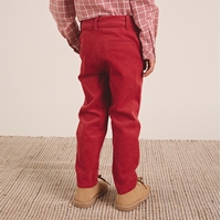 Imagen de Conjunto de niño de camisa de niño de cuadros bicolor rojo y pantalón largo de niño de micropana en color rojo